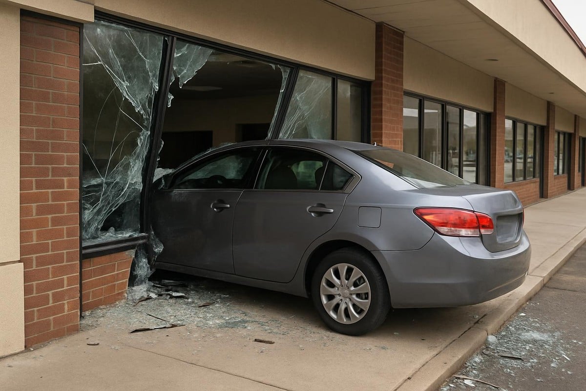 Car crashed into a storefront after an unintended acceleration incident