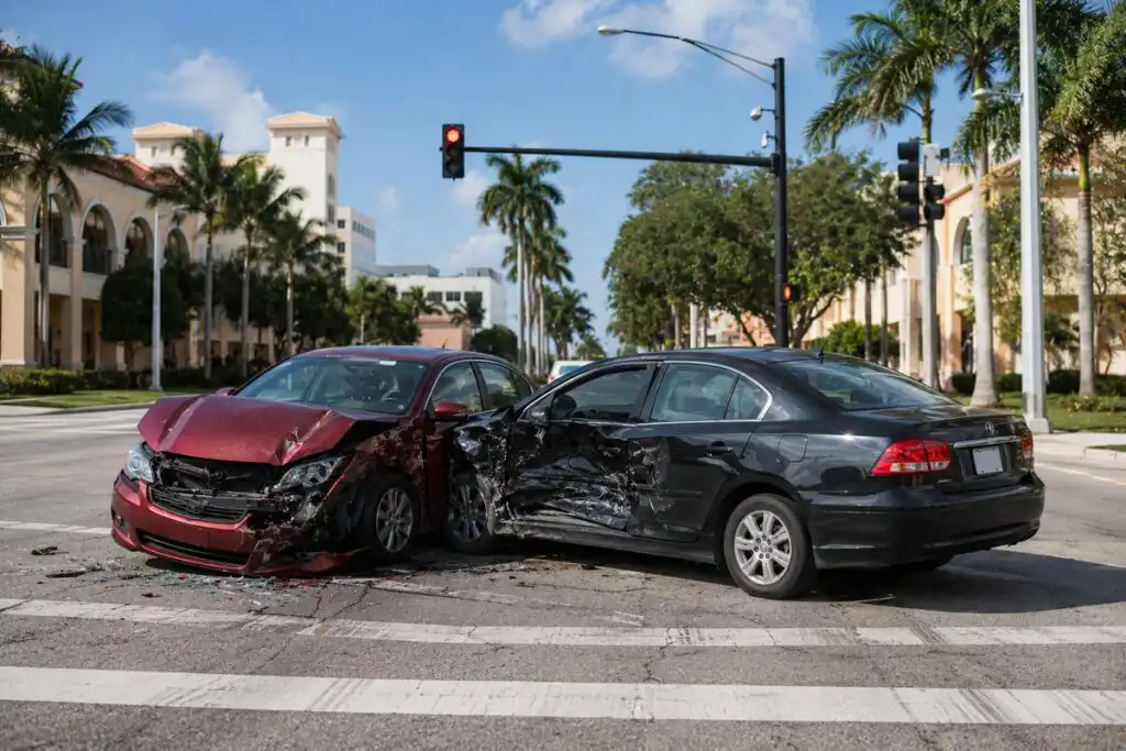 A T-bone collision at a Florida intersection after a car ran a red light