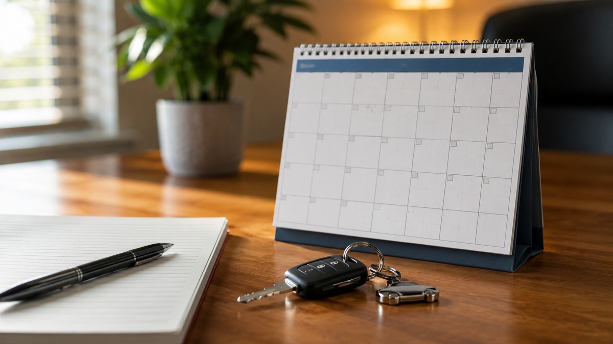 Desk calendar and car keys representing the Florida car accident claim filing deadline